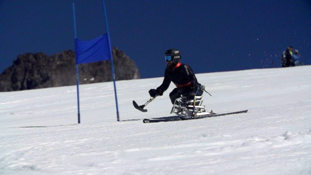 Downhill Skiing Around Flag